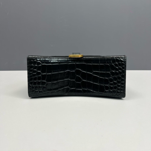Balenciaga Hourglass Small Calfskin Crocodile Embossed Black