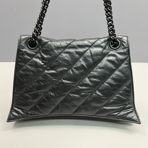 Balenciaga Medium Crush Chain Shoulder Bag Calfskin Black