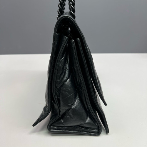 Balenciaga Medium Crush Chain Shoulder Bag Calfskin Black