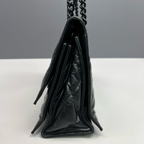 Balenciaga Medium Crush Chain Shoulder Bag Calfskin Black
