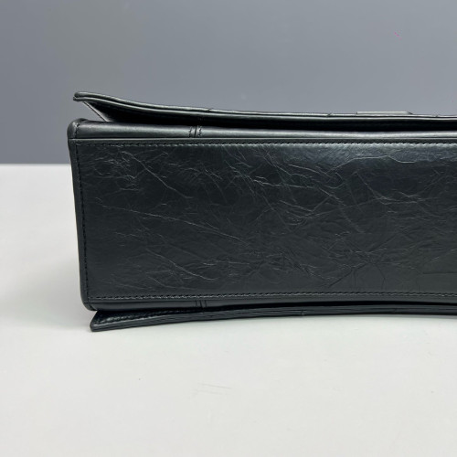 Balenciaga Medium Crush Chain Shoulder Bag Calfskin Black
