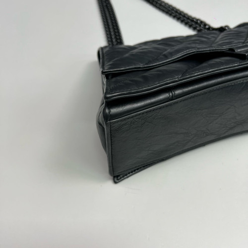 Balenciaga Medium Crush Chain Shoulder Bag Calfskin Black