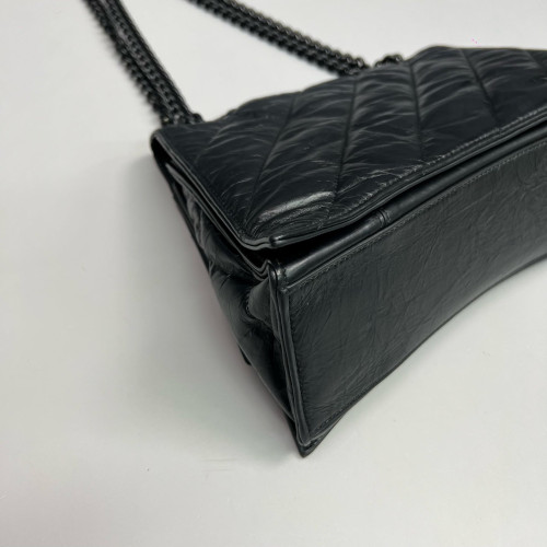 Balenciaga Medium Crush Chain Shoulder Bag Calfskin Black