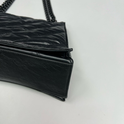 Balenciaga Medium Crush Chain Shoulder Bag Calfskin Black