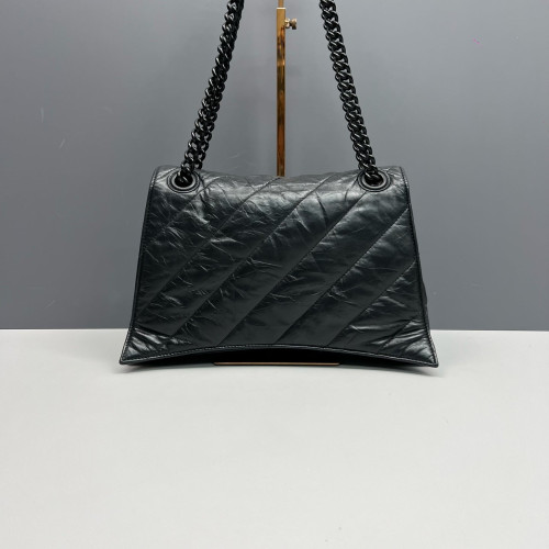Balenciaga Medium Crush Chain Shoulder Bag Calfskin Black