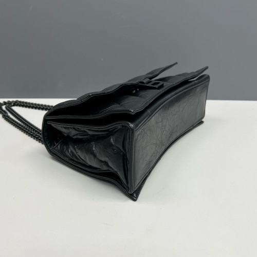 Balenciaga Medium Crush Chain Shoulder Bag Calfskin Black