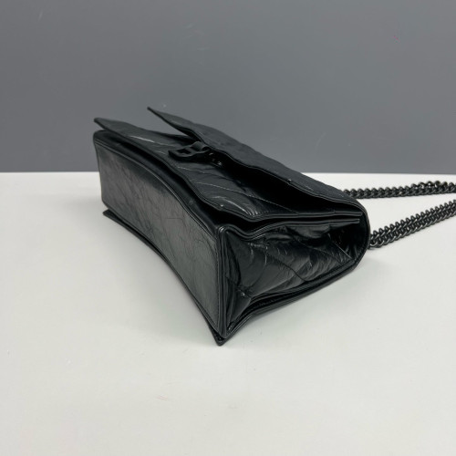 Balenciaga Medium Crush Chain Shoulder Bag Calfskin Black