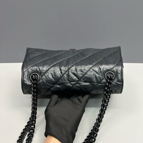 Balenciaga Medium Crush Chain Shoulder Bag Calfskin Black