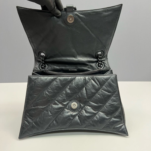 Balenciaga Medium Crush Chain Shoulder Bag Calfskin Black