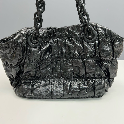 Prada Shoulder Bag Pull Up Leather Black