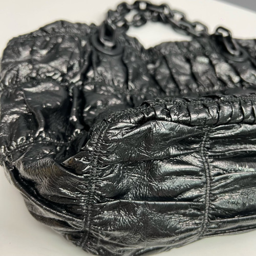 Prada Shoulder Bag Pull Up Leather Black