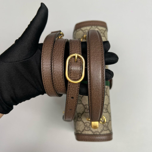 Gucci Web Medium Ophidia Padlock Top Handle GG Supreme Monogram Calfskin Beige Brown Green