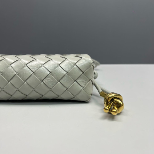 Bottega Veneta Loop Top Handle Camera Bag Calfskin Intrecciato Grey