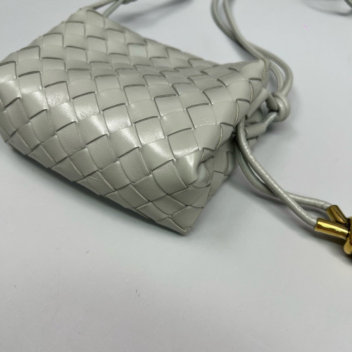 Bottega Veneta Loop Top Handle Camera Bag Calfskin Intrecciato Grey