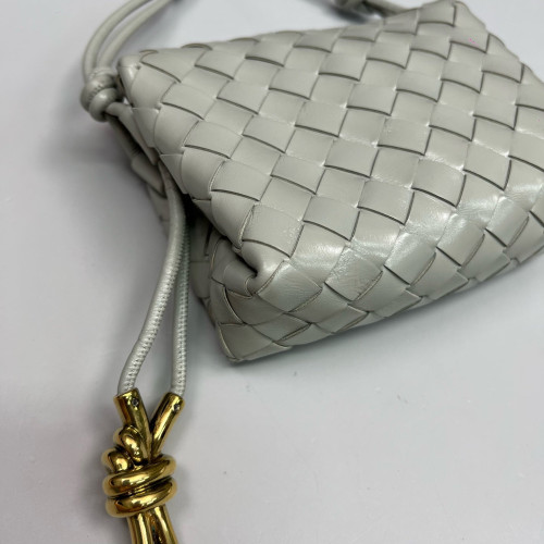 Bottega Veneta Loop Top Handle Camera Bag Calfskin Intrecciato Grey