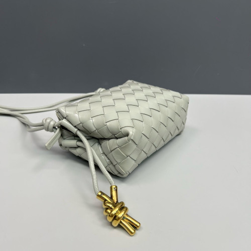 Bottega Veneta Loop Top Handle Camera Bag Calfskin Intrecciato Grey