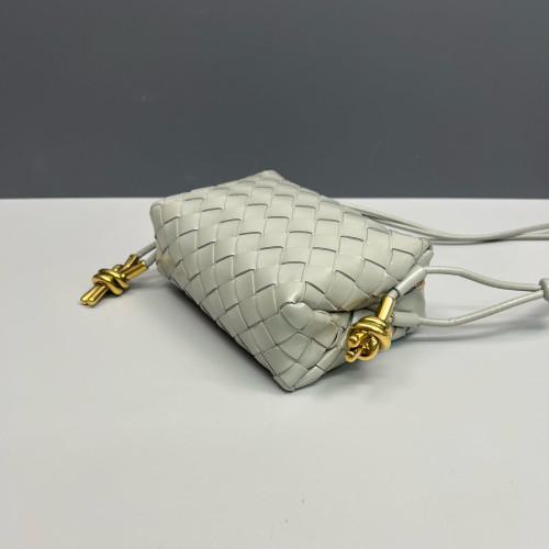 Bottega Veneta Loop Top Handle Camera Bag Calfskin Intrecciato Grey
