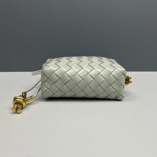Bottega Veneta Loop Top Handle Camera Bag Calfskin Intrecciato Grey