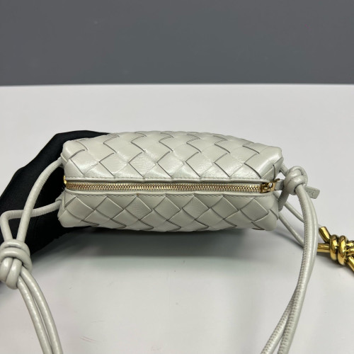 Bottega Veneta Loop Top Handle Camera Bag Calfskin Intrecciato Grey