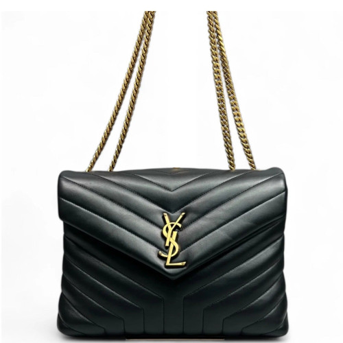 Yves Saint Laurent Medium Loulou Puffer Chain Calfskin Black