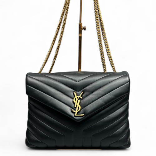 Yves Saint Laurent Medium Loulou Puffer Chain Calfskin Black