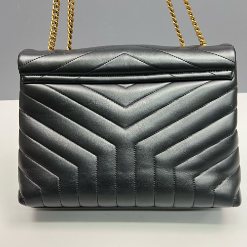 Yves Saint Laurent Medium Loulou Puffer Chain Calfskin Black