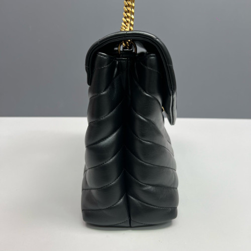 Yves Saint Laurent Medium Loulou Puffer Chain Calfskin Black