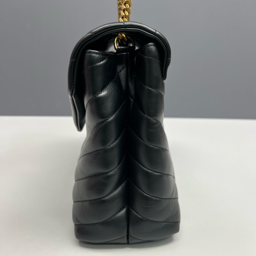 Yves Saint Laurent Medium Loulou Puffer Chain Calfskin Black