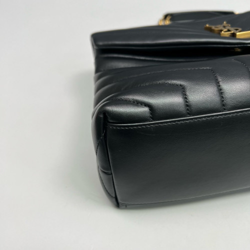 Yves Saint Laurent Medium Loulou Puffer Chain Calfskin Black