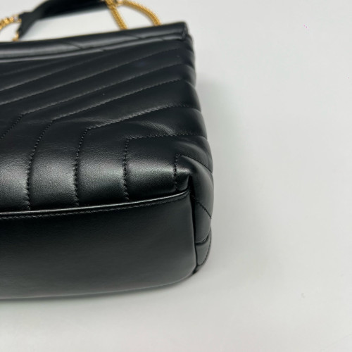 Yves Saint Laurent Medium Loulou Puffer Chain Calfskin Black