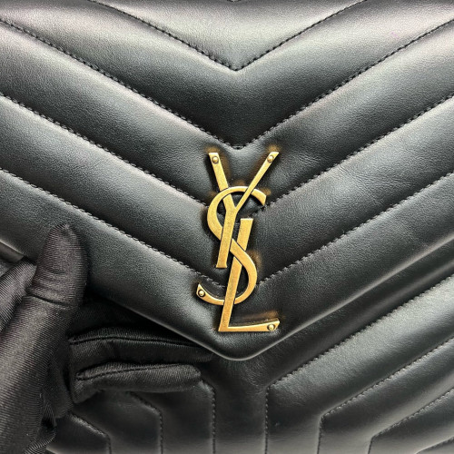 Yves Saint Laurent Medium Loulou Puffer Chain Calfskin Black