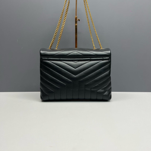 Yves Saint Laurent Medium Loulou Puffer Chain Calfskin Black