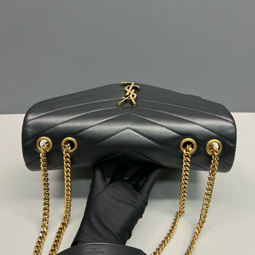 Yves Saint Laurent Medium Loulou Puffer Chain Calfskin Black