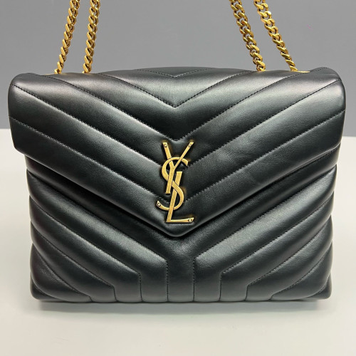 Yves Saint Laurent Medium Loulou Puffer Chain Calfskin Black
