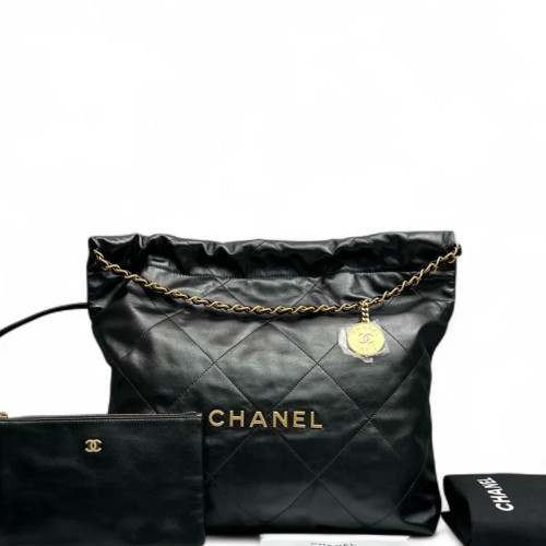 Chanel Quilted Medium 22 Bag Calfskin Black
