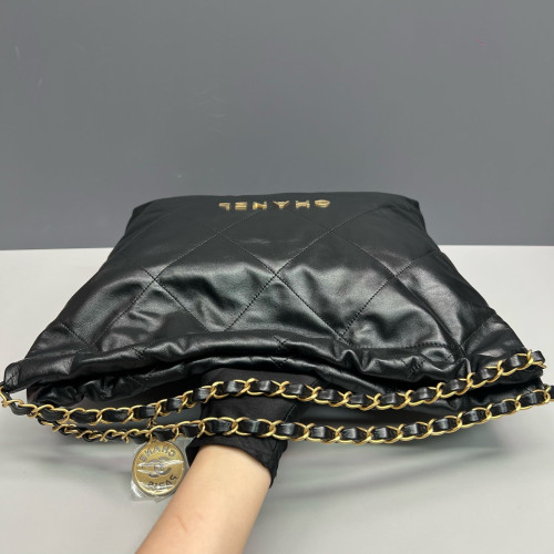Chanel Quilted Medium 22 Bag Calfskin Black