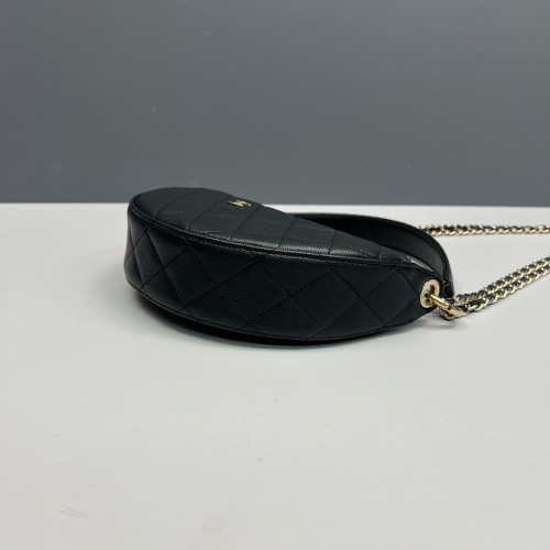 Chanel Quilted Halfmoon Flap Bag Caviar Black