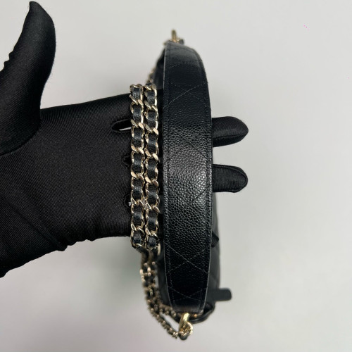 Chanel Quilted Halfmoon Flap Bag Caviar Black