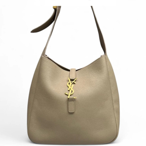 Yves Saint Laurent Small LE 5 A 7 Soft Hobo Grained Calfskin Grey