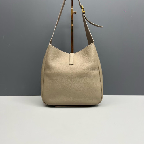 Yves Saint Laurent Small LE 5 A 7 Soft Hobo Grained Calfskin Grey
