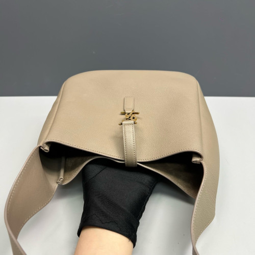 Yves Saint Laurent Small LE 5 A 7 Soft Hobo Grained Calfskin Grey