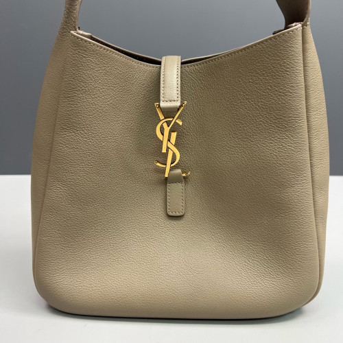 Yves Saint Laurent Small LE 5 A 7 Soft Hobo Grained Calfskin Grey
