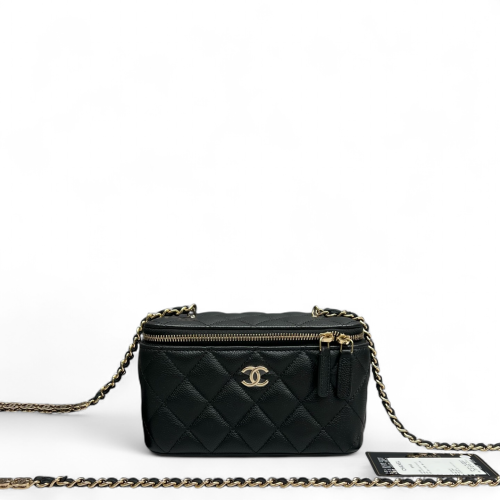 Chanel Quilted Vanity Case Grained Calfskin Black Chanel Quilted Vanity Case Grained Calfskin Black