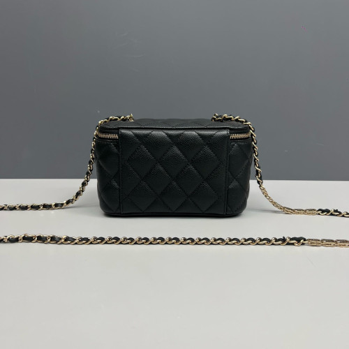 Chanel Quilted Vanity Case Grained Calfskin Black Chanel Quilted Vanity Case Grained Calfskin Black