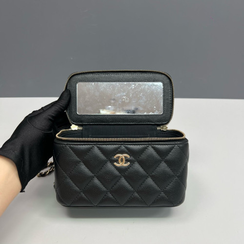 Chanel Quilted Vanity Case Grained Calfskin Black Chanel Quilted Vanity Case Grained Calfskin Black
