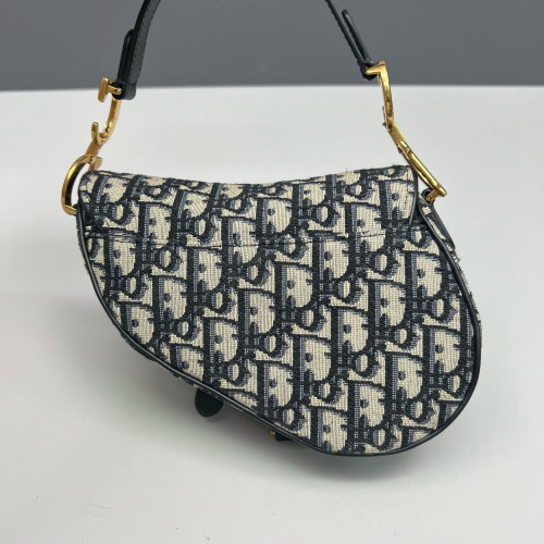 Dior Small Saddle Bag Oblique Navy Beige Black