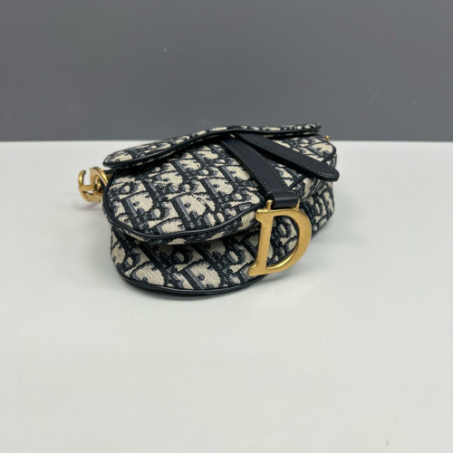 Dior Small Saddle Bag Oblique Navy Beige Black