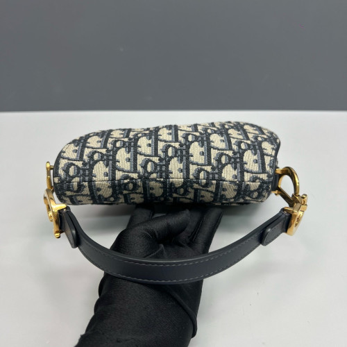 Dior Small Saddle Bag Oblique Navy Beige Black