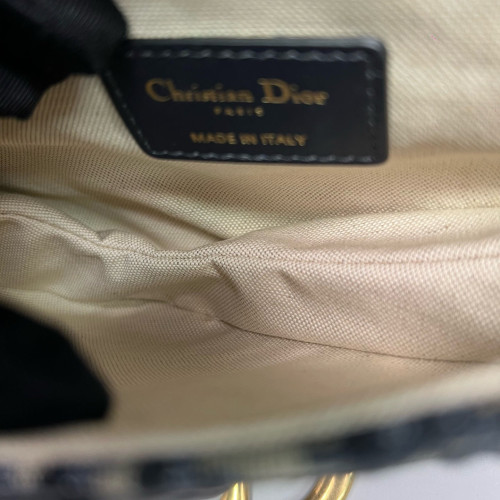 Dior Small Saddle Bag Oblique Navy Beige Black