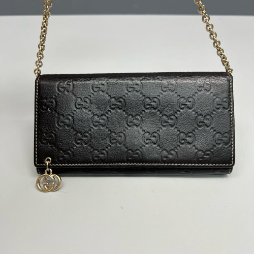 Gucci Wallet On Chain WOC Guccissima Dark Brown